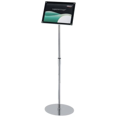 Deflecto 790645 Folderhouder, Vloerstatief Zilver, Zwart DIN A3 1 stuk(s) Aantal vakken: 1 (b x h x d) 340 x 1280 x 300 mm