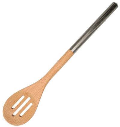 Houten geperforeerde lepel met roestvrijstalen steel, totaal 34 cm Fackelmann Boissellerie
