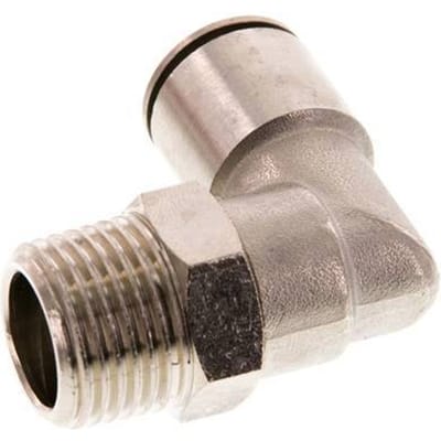 14mm x R1/2'' 90 graden L-verbinding Messing Insteekfitting Buitendraad Draaibaar FKM