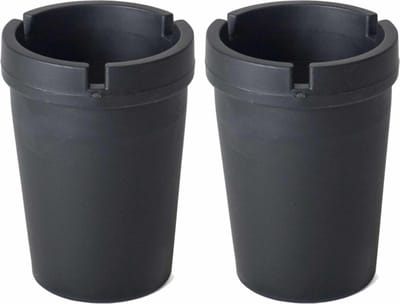 Gerimport Auto asbak met deksel - 2x - zwart - 11 x 8 cm - Geurvrije/rookvrije auto asbak