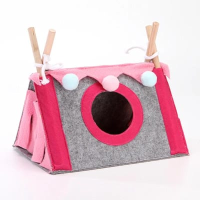 Klein Huisdier Nest Vilt Tent Konijn Nest Hamster Huis Hamster Kooi Grote Cavia Kooi Cavia Klein Dier Bed Accessoires S(L28XW20XH16CM) gray