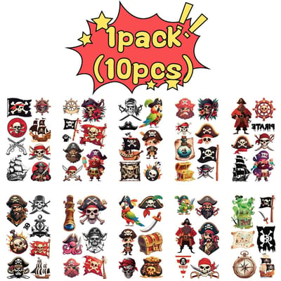 10 stuks Coole Piraten Serie Tattoo Stickers Anime Cartoon Tijdelijke Tattoos Sticker Speelgoed Grappige Verjaardag Beloning Cadeaus