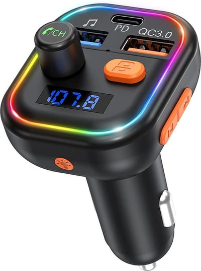 USB C Bluetooth Carkit FM Transmitter - Type C Autolader - Ntech - Bluetooth Carkit - Muziek Streamen - USB 3.0 Quick Charge - fm transmitter bluetooth auto - Telefoon Opladen - Spraakbediening