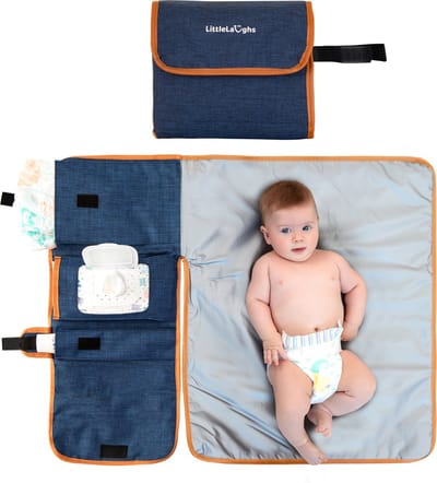 LittleLaughs Verschoningsmatje Voor Onderweg - Draagbaar Verschoonmatje - Luieretui - Perfect Kraamcadeau - Veel Ruimte & Waterbestendig