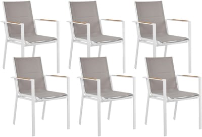 BUSSETO - Tuinstoel set van 6 - Grijs - Aluminium