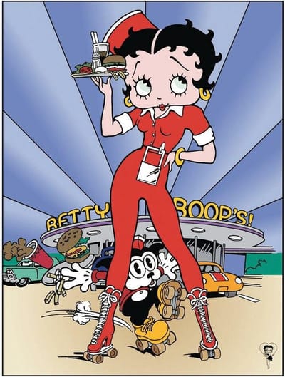 Betty Boop Diner.  Metalen wandbord 31,5 x 40,5 cm.