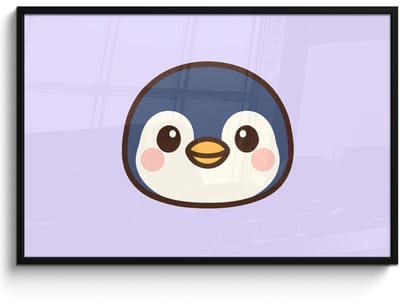 Poster in lijst - Fotolijst 120x80 cm - Posters - Pinguïn - Paars - Schattig - Posterlijst zwart - Decoratie - Wanddecoratie woonkamer - Muurdecoratie slaapkamer