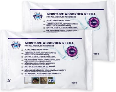 Limpro Vochtvanger navulling - 2 stuks - 900 gram - Pearls - neemt tot 50% meer vocht op