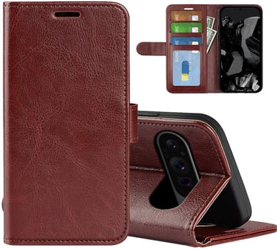 MobyDefend Hoesje - Geschikt voor Google Pixel 9 Pro XL - Wallet Book Case (Sluiting Achterkant) - Bruin