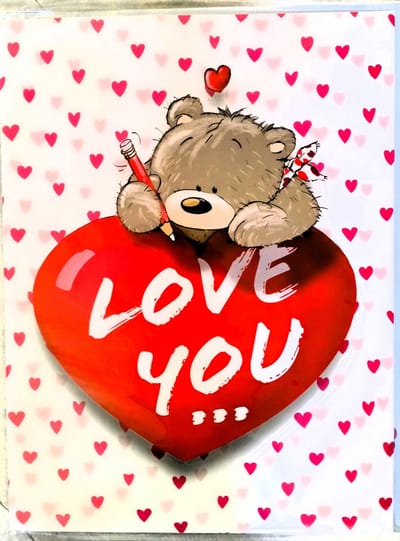 Wenskaart - wenskaart XXXL - mega wenskaart - 45x60 cm - supergroot - I love you - moederdag - Valentijn - beertje - lief - liefde