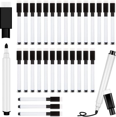 Dailygoods- Whiteboardmarkers 30 Stuks - Uitwisbare Stiften - Magnetische Bevestiging - Wisseruiteinden - Lichtbestendige Inkt - Veilig en Niet Giftig - Marker