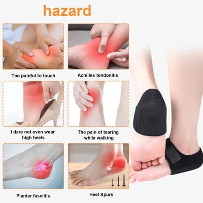 Allecto - Hielspoor Bandage - Hielspoor Inlegzolen - Comfortabele Gel Hielbeschermers - Zwart en Beige L - Ondersteuning bij Pijn in de Voeten -...