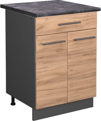 Vicco Fame-Line Keukenonderkast – 60 cm met lade, WB Antraciet Krachtige eik goud