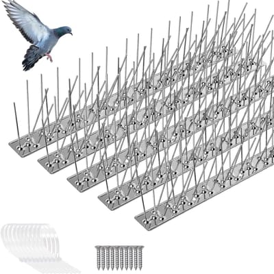 Duurzame Vogelwerende Spike Set van 2.06 m met Schroeven en Kabelbinders, Roestvrij Staal, Effectieve Oplossing voor Balkon, Vensterbank en Tuin