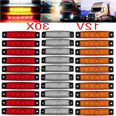LED Zijmarkeringslichten 6 LED 2835 SMD Klaringslampen voor Truck Trailer RV Campervan Pickup Tractor Vrachtwagen SUV Boot 12V DC Shockproof (10 stks rood+10 stks wit+10 stks amber)