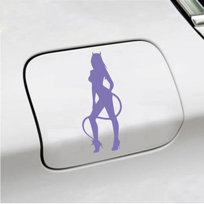 Bumpersticker - Vrouw Duivel - 7 X 16,5 - Paars
