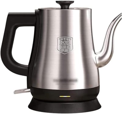 Elektrische Waterkoker - Rvs Ketel - Snel Water Koken - Zwanenhals Tuit - 1 Liter - Zilver