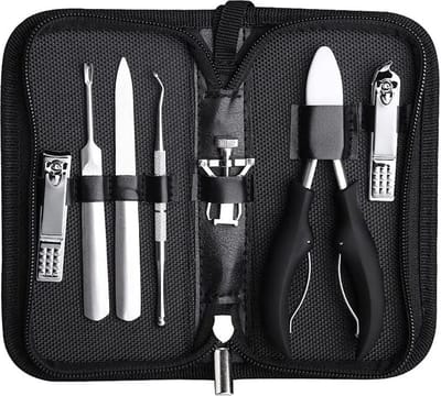 Igoods Professionele Manicure Set - 7-Delige Manicure Set - Nagelknipper - Nagelschaar - Ingegroeide Teennagel - Nagelvijl - Teennagels - Vingernagels - Met Opbergetui - Zwart