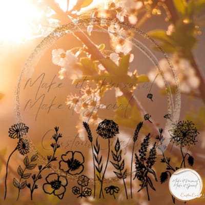 Herbruikbare Statische Raamstickers | Lente | Veldbloemen | Zwart