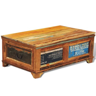 vidaXL - Salontafel - met - opbergruimte - vintage - stijl - gerecycled - hout