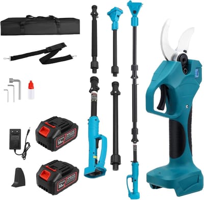 Elektrische Snoeischaar - Draadloze Takkenknipper - Tuinonderhoud Vereenvoudigen - Met Telescoopsteel - 40cm Snoeicapaciteit - Zwart