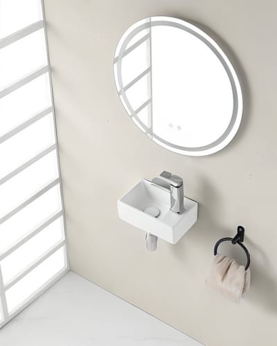 AquaVik Fontein Smäl Rechts XXS 30,5 x 18 x 11 cm Keramiek Snö Wit