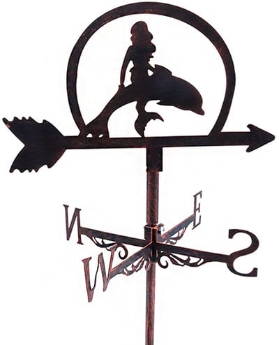 Allecto - Zeemeermin Weer Vane - Vintage Stijl - Metaal - Tuin Decoratie - Weersindicator - Geschikt voor Buiten - 50x30cm