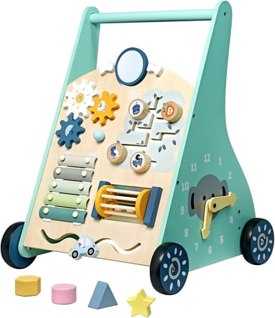 Bextunio Houten Loopwagen 1 jaar van best4juniors, Leren Lopen - Baby Walker - Looptrainer, Maak Kennis met Vormen, Educatief Speelgoed, cadeau, Stimuleert Motoriek & eerste Stapjes,
