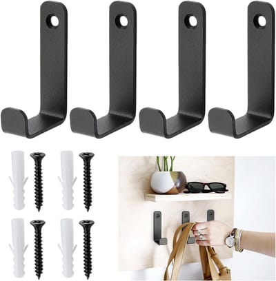 Pack of 4 Wardrobe Hooks Metal Clothes Hooks Suitable for Wall Mounted Corridors Living Rooms Bathrooms Wardrobes - ShopVlot