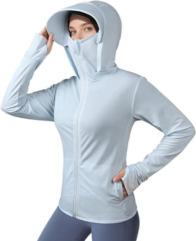 UPF 50+ zonbescherming hoodies lange mouwen zon shirts Rash Guard Top zonwering UV-bescherming jas ritssluiting lichtgewicht hoodie jas met duimgaten voor wandelen hardlopen outdoor
