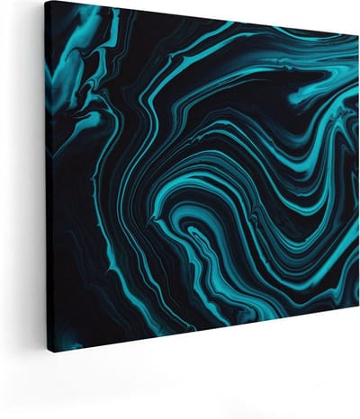 Artaza Canvas Schilderij Marmer Turquoise - 50x40 cm - Abstracte Wanddecoratie - Muurdecoratie Woonkamer - Kamer Accessoires