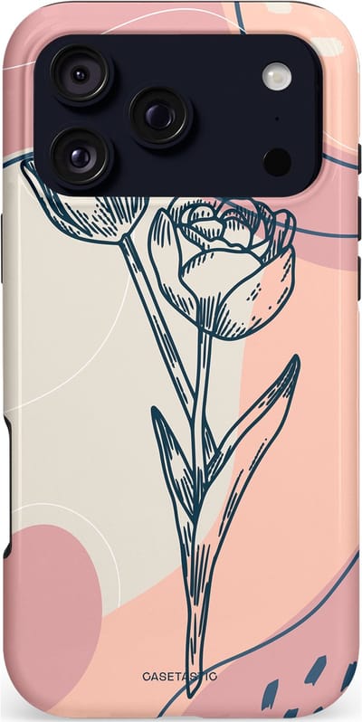 Casetastic hoesje geschikt voor Apple iPhone 17 Pro Max - MagSafe - Dubbellaagse bescherming - Sierlijke tulp - Fashion Case - Lichtroze Lichtgrijs Perzik Zand