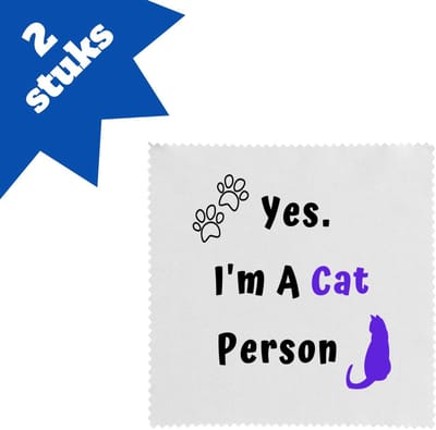 Akyol - yes i'm a cat person brillendoekjes - Katten - katten liefhebbers - iemand die houdt van poezen - verjaardag - cadeau - kado - geschenk - 17,8 bij 17,8 cm - 2 stuks