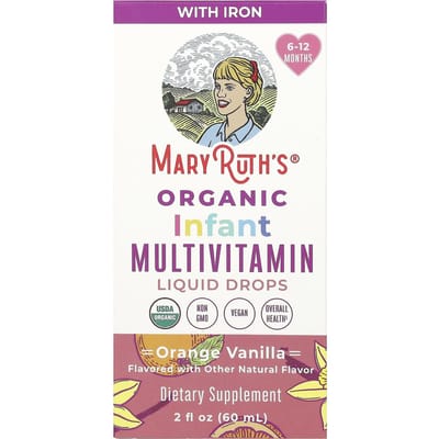 MaryRuth's, Biologische Multivitamine Druppels voor Baby's, 6-12 Maanden, Sinaasappel Vanille, 2 fl oz (60 ml)