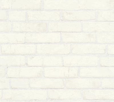 USED-LOOK BAKSTENEN BEHANG | industrieel - Wit Zilver - A.S. Création Elements 2