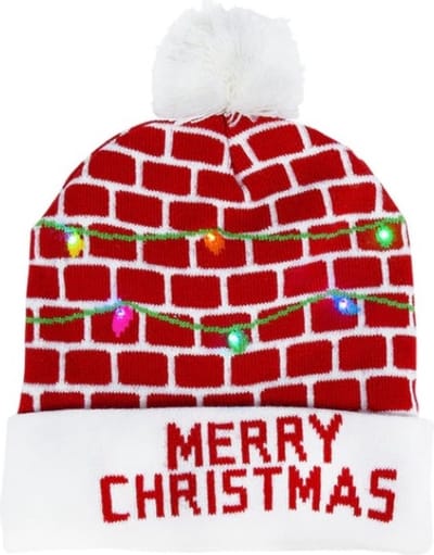 Winkrs | Kerstmuts met gekleurde lampjes 3 standen LED Verlichting | "Merry Christmas"