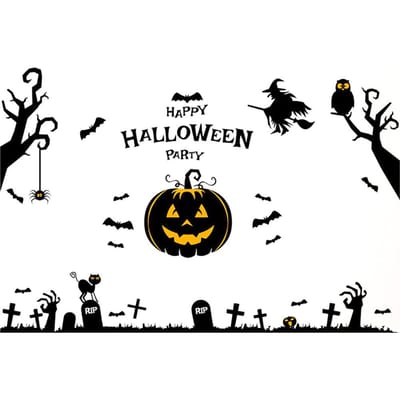 Halloween Muurstickers Happy Halloween Decoraties voor Kinderen Woonkamer Slaapkamer Raam black