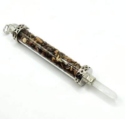 Toverstaf Tijgeroog - Healing Wand met Tijgeroog en Seleniet 13 cm. - Energetische Heling