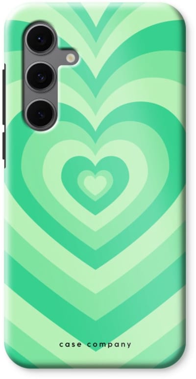 Case Company® - Hoesje geschikt voor Samsung Galaxy S24 FE hoesje - Hart Groen - Tough Case - Maximale Bescherming alle Kanten en Schermrand