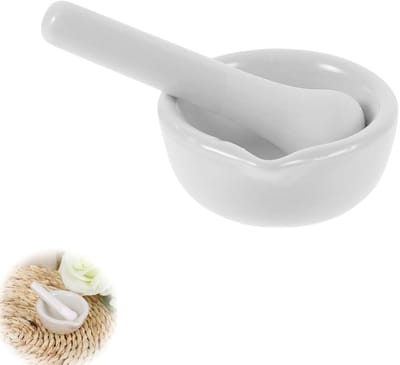 Kleine Porseleinen Mortel en Stamper Set voor Kruidenslijpen, Pesto en Keuken Gebruik, Geschikt voor Huishouden en Laboratorium (80mm)