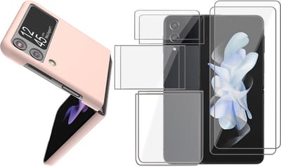 Hoesje geschikt voor Samsung Galaxy Z Flip 4 - 2x Screen Protector FlexGuard - Back Cover Case SoftTouch Roze & Screenprotector