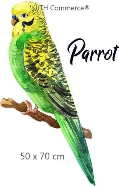Muursticker Dieren voor Slaapkamer Woonkamer Kinderkamer Huiskamer - Wanddecoratie - Parkiet - Grasparkiet - Vogel TH Commerce nr. 18324