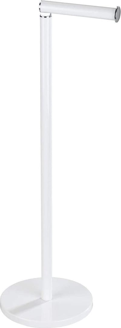 WENKO Toiletrolhouder 2-in-1 mat wit staal - Reserverolhouder - Toiletpapier houder vrijstaand - WC Rolhouder staand