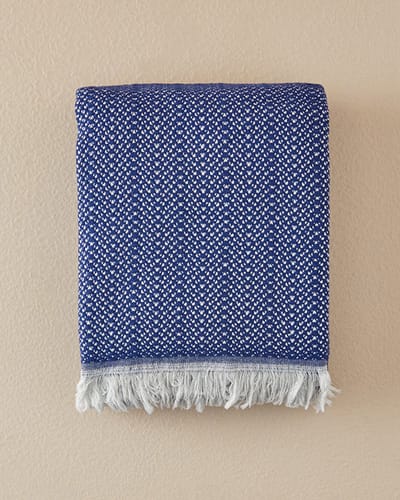 English Home - Helena - Katoen - Gebreid Plaid - Woondeken - Banksprei - 130x170 cm - Blauw