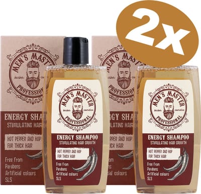 Men's Master Energy Shampoo Mannen Voordeelverpakking – Stimuleert Haargroei & Vermindert Haarverlies – 2 x 260ml