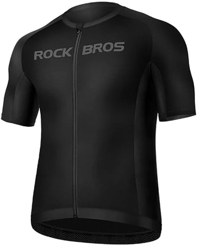 Rockbros Fietsshirt - Korte Mouwen - Ademend en Sneldrogend - Zwart - Reflecterende Elementen - Perfect voor Nachtelijke Rit