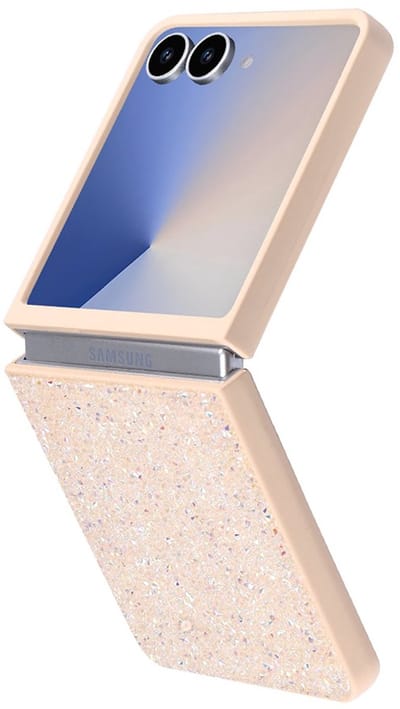 CaseMania Backcase hoesje geschikt voor Samsung Galaxy Z Flip 7 - Glitter Goud - TPU (Zacht)