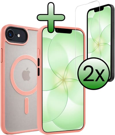 Hoesje Met 2x Screenprotector - Geschikt voor Apple iPhone 17e - Magsafe Compatible - Sterk & Shockproof - Back Cover - Shock Proof Case - Telefoon Hoes - Perzik