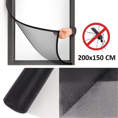 Insecten Hor I Raamhor I Raam Hor I Net tegen insecten I Horrengaas I Vliegenhor I Met Klittenband Plakstrip I 150 x 200 cm I Zwart