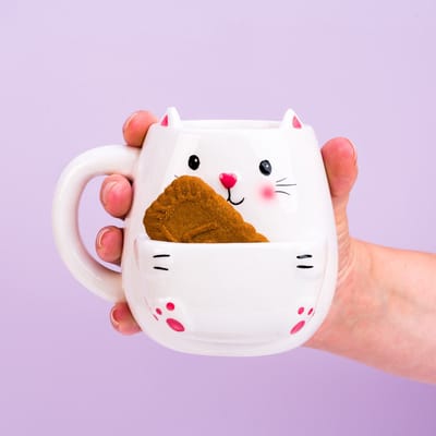 Keramische Kattenmok – 450 ml – Met Koekjesvak – Cadeau voor Kattenliefhebbers